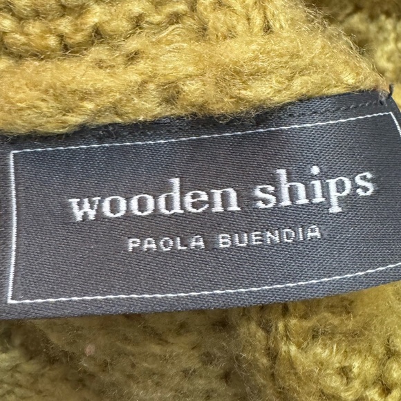 LUXURY WOODEN SHIPS WOOL TUBE SCARF infinity mustard color mohair blend unisex - Picture 8 of 14